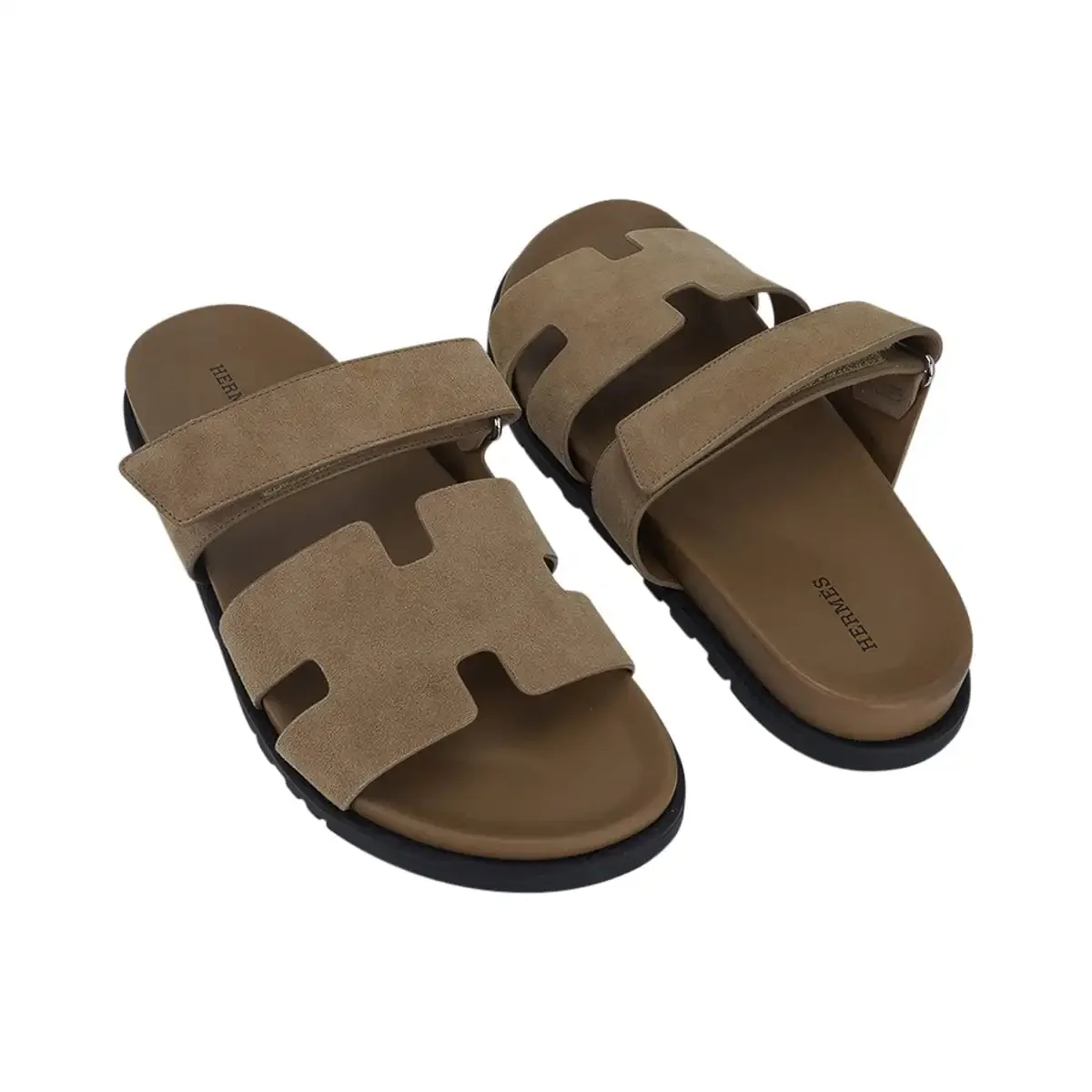 Hermès Chypre sandals, brown suede