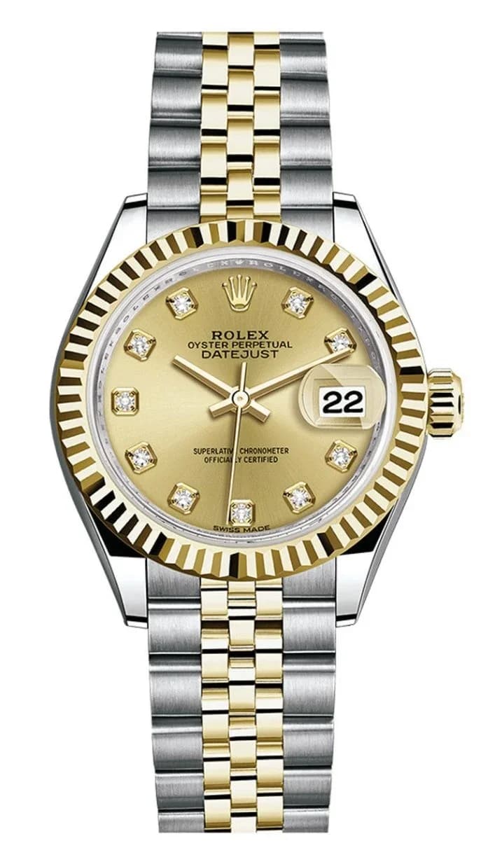 Rolex 28 mm, w/dial, steel and yellow gold