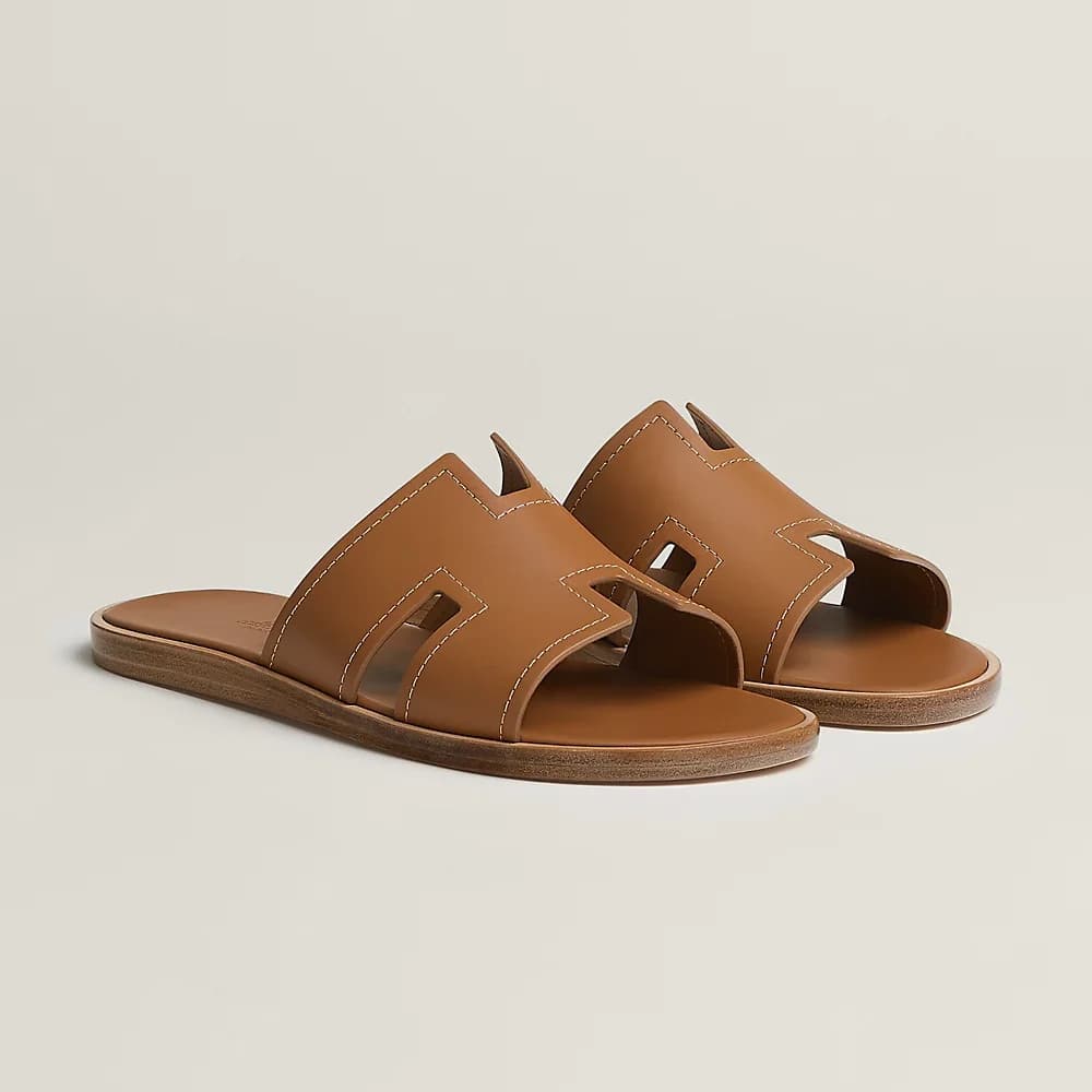 Hermès Izmir sandals, brown, Gold